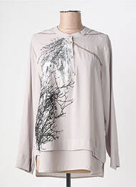 Tunique manches longues tissage crêpe gris FRANCK ANNA femme