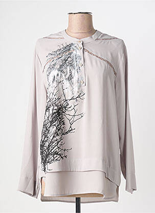 Tunique manches longues tissage crêpe gris FRANCK ANNA femme