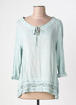 Tunique manches longues tissage crêpe vert BARBARA LEBEK femme