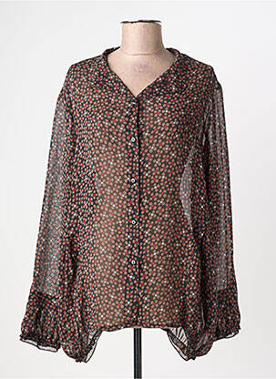 Chemisier imprimé fleurs manches longues noir KAKIE femme