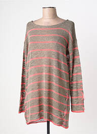 Pull tunique col rond manches longues marron TRICOTS JEAN MARC femme