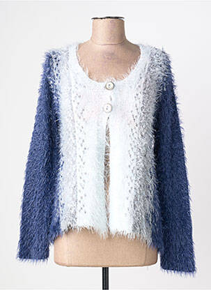 Gilet manches longues col rond bleu LES ZAZIES femme
