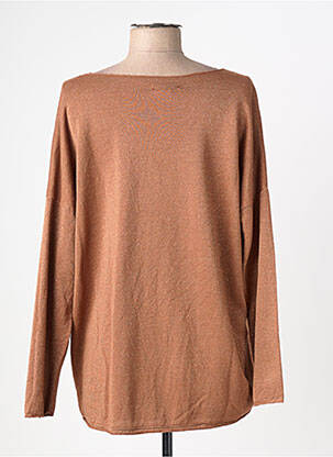 Pull coupe cintrée manches courtes marron GLOSSY femme