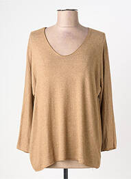 Pull tissage chiné manches longues marron GLOSSY femme