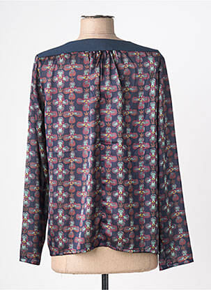 Blouse imprimé fantaisie manches longues bleu ARELINE femme