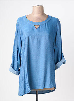 Tunique manches longues coupe asymétrique bleu HALOGENE femme