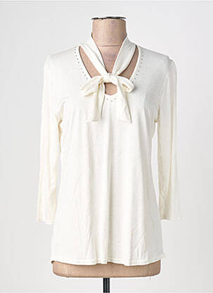 T-shirt sérigraphie avec strass manches 3/4 beige VIE NOCTURNE femme