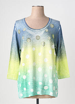 Pull coupe cintrée manches 3/4 vert HAJO femme
