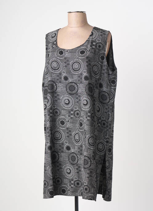 Tunique sans manche tissage crêpe gris DEOMINO femme