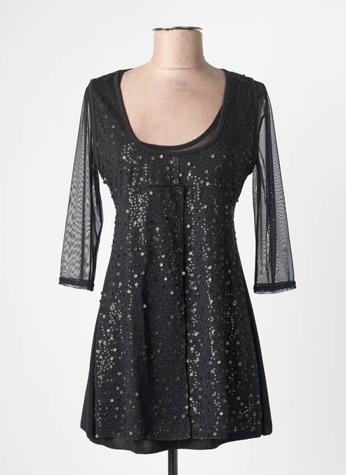 Tunique manches longues col rond noir QUINZE HEURES TRENTE femme