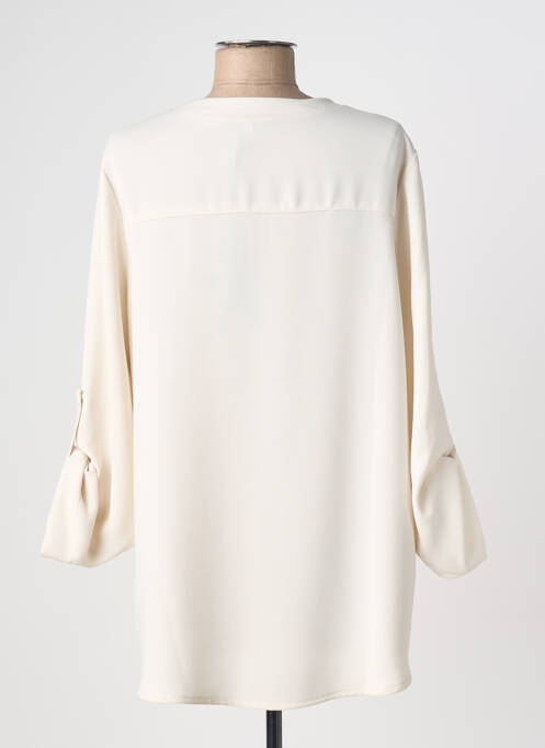 Tunique manches longues tissage crêpe beige FRANCK ANNA femme