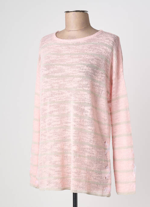 Pull tunique stretch manches longues rose ADN COLLECTION femme