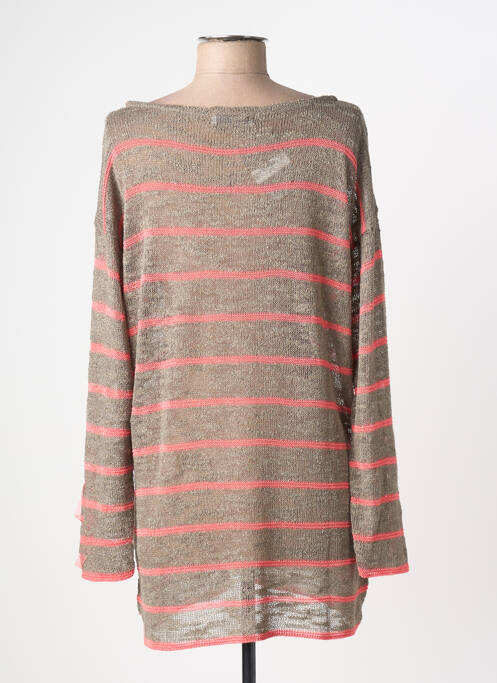 Pull tunique col rond manches longues marron TRICOTS JEAN MARC femme
