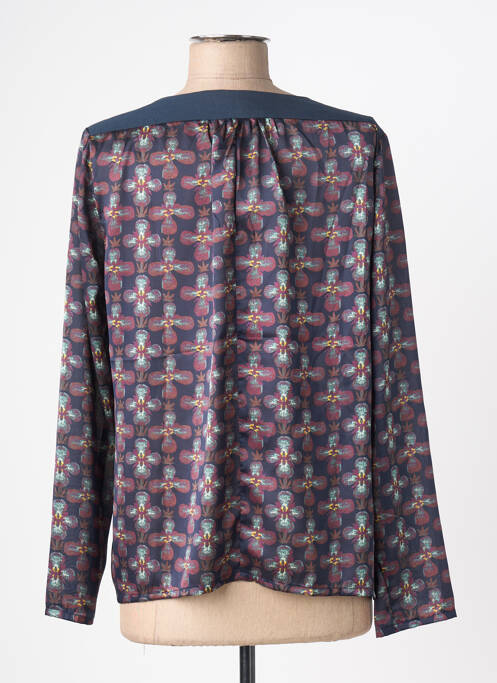 Blouse imprimé fantaisie manches longues bleu ARELINE femme