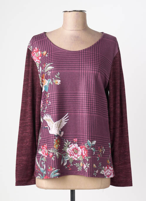 Top tissage jersey manches longues rouge ALEXE femme