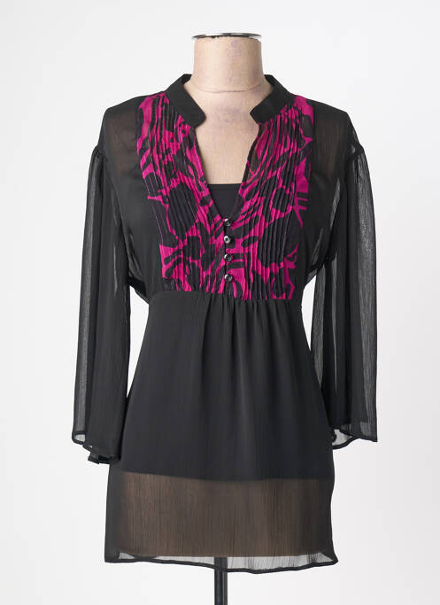 Tunique manches longues tissage crêpe noir FOSBY femme