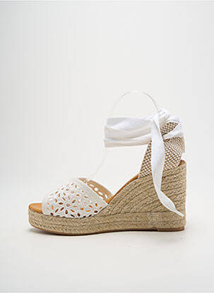 Espadrilles fermeture lacets talon de 7 à 9cm blanc MAYPOL femme