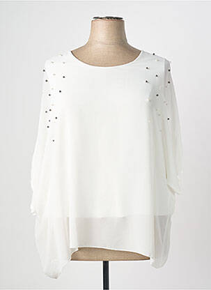 Top coupe fluide manches 3/4 blanc QUATTRO femme