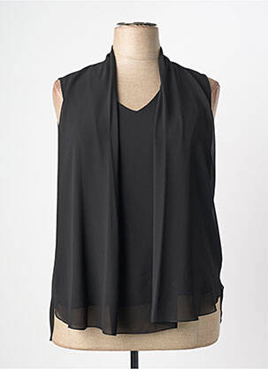 Top coupe fluide sans manche noir QUATTRO femme