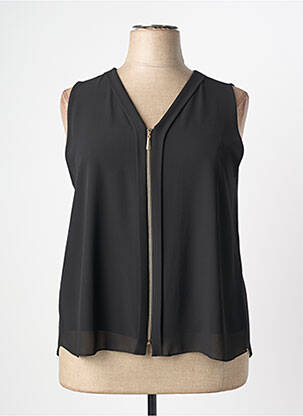 Top col v sans manche noir QUATTRO femme