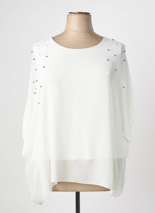 Top coupe fluide manches 3/4 blanc QUATTRO femme