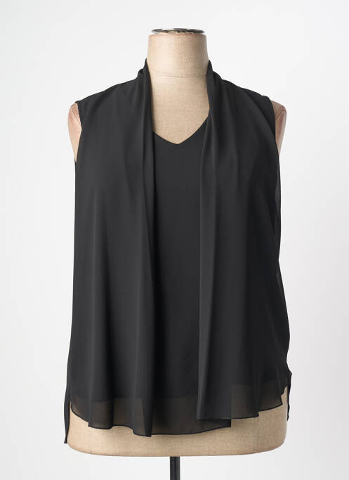 Top coupe fluide sans manche noir QUATTRO femme