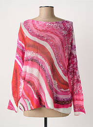Pull col rond manches longues rose QUATTRO femme