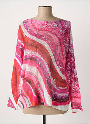 Pull col rond manches longues rose QUATTRO femme