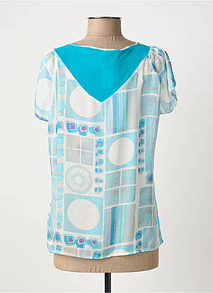 Top tissage crêpe manches courtes bleu QUATTRO femme