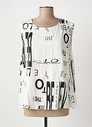 Top imprimé fantaisie sans manche blanc QUATTRO femme