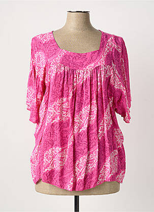 Top imprimé fantaisie manches 3/4 rose QUATTRO femme