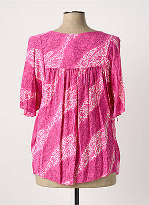 Top imprimé fantaisie manches 3/4 rose QUATTRO femme