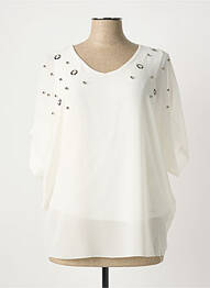 Blouse manches courtes manches courtes blanc QUATTRO femme
