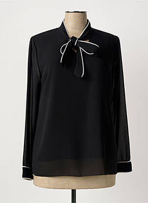 Blouse col rond manches longues noir QUATTRO femme