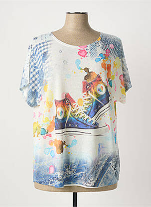 T-shirt imprimé fantaisie manches courtes bleu QUATTRO femme