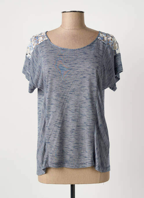 T-shirt coupe droite manches courtes bleu QUATTRO femme