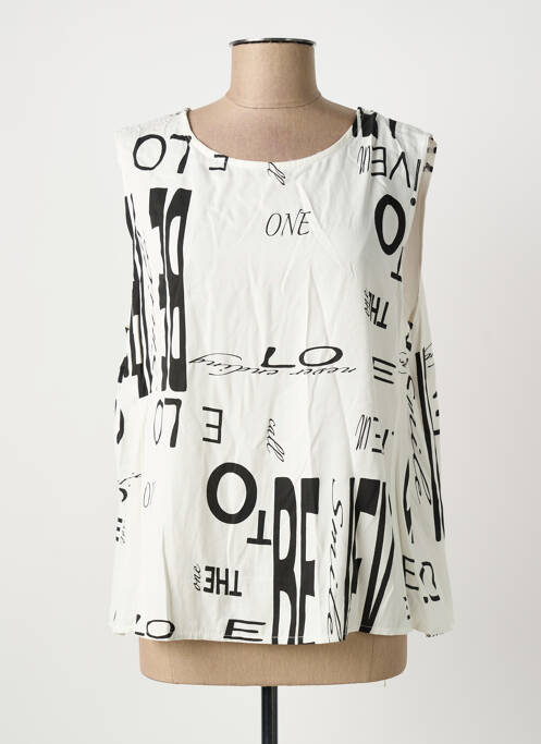 Top imprimé fantaisie sans manche blanc QUATTRO femme