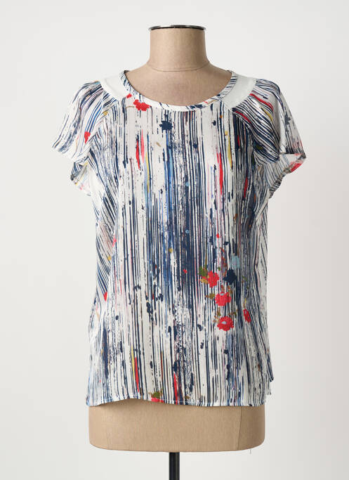 Top imprimé fantaisie manches courtes bleu QUATTRO femme