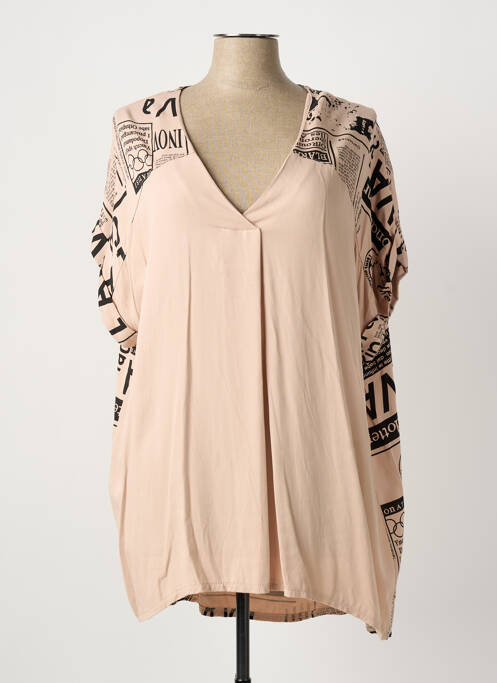 Tunique manches courtes col v beige QUATTRO femme