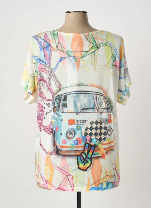 T-shirt imprimé fantaisie manches courtes vert QUATTRO femme