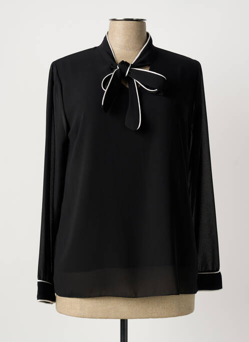 Blouse col rond manches longues noir QUATTRO femme