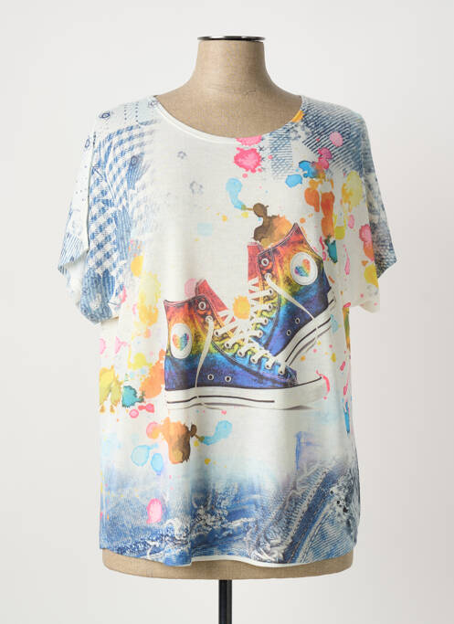 T-shirt imprimé fantaisie manches courtes bleu QUATTRO femme