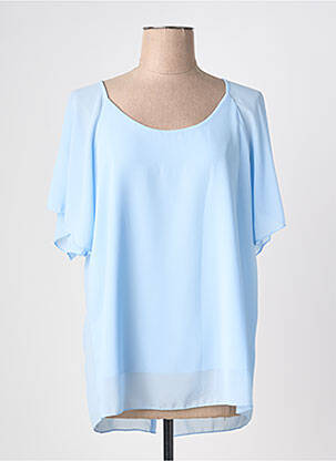 Blouse légère et transparente manches courtes bleu QUATTRO femme