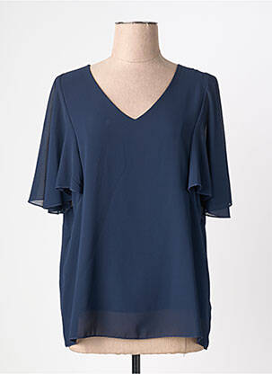 Blouse légère et transparente manches courtes bleu QUATTRO femme