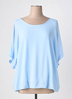 Blouse col rond manches 3/4 bleu QUATTRO femme