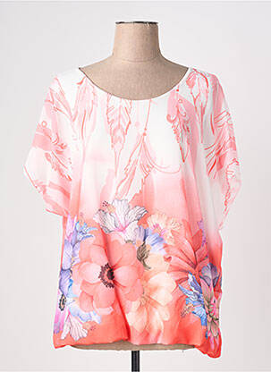 Blouse légère et transparente manches courtes orange QUATTRO femme