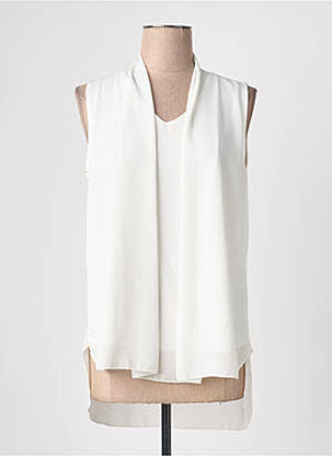 Top coupe fluide sans manche blanc QUATTRO femme