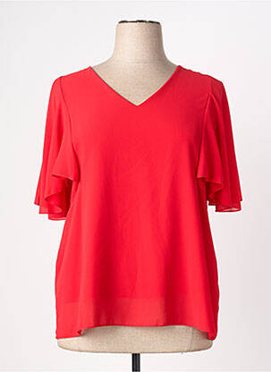 Blouse légère et transparente manches courtes rouge QUATTRO femme