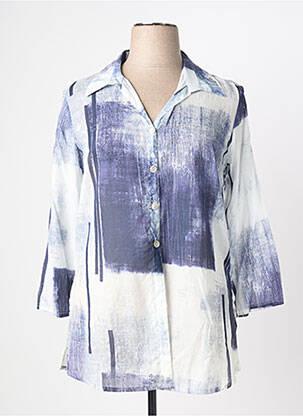 Chemisier coupe cintrée manches 3/4 bleu QUATTRO femme