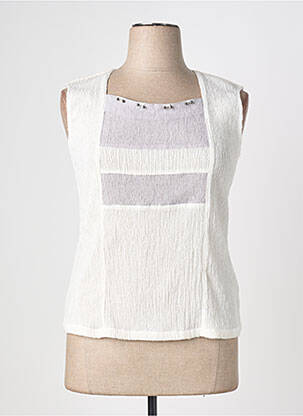 Top col carré sans manche beige QUATTRO femme
